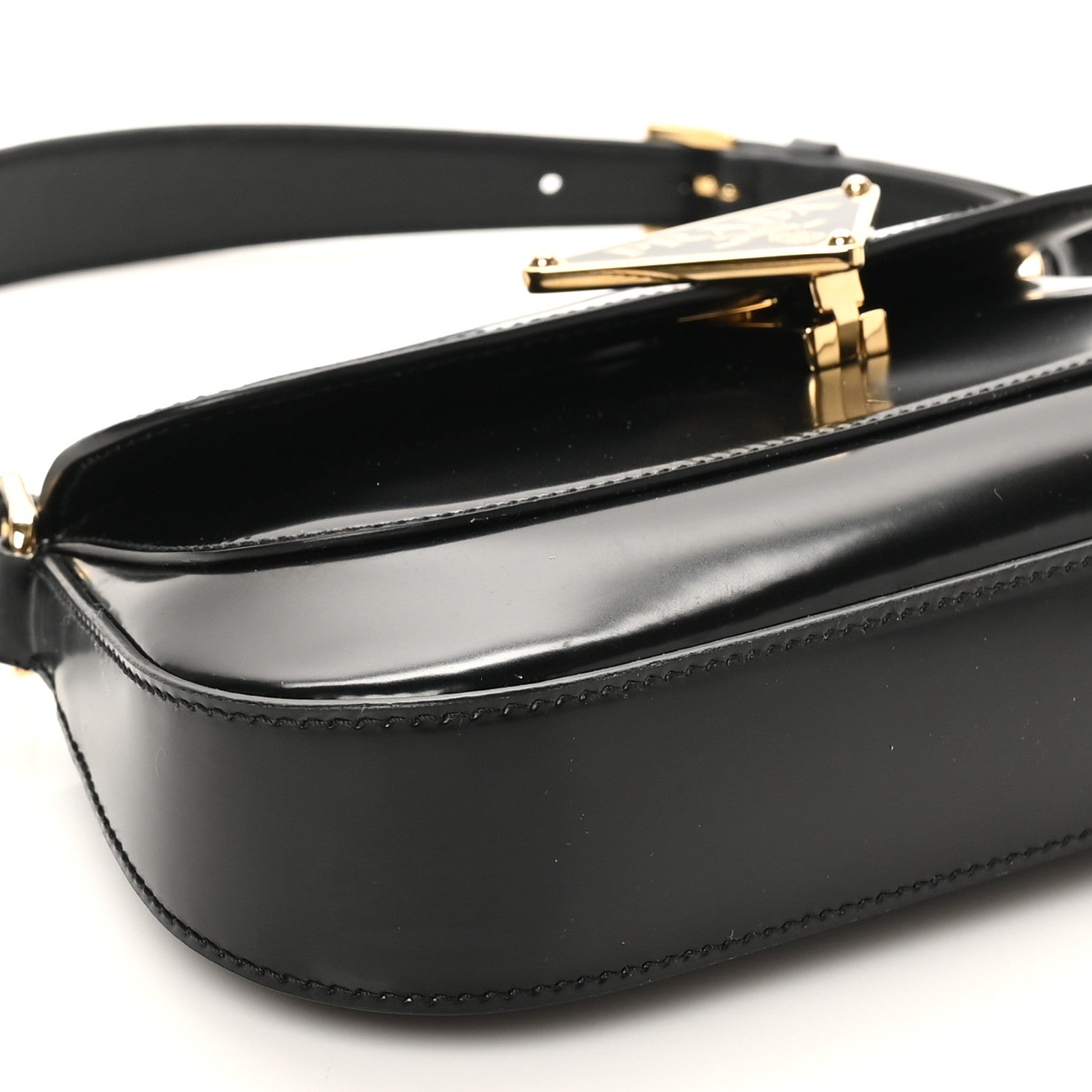 Prada Spazzolato Triangle Flap Shoulder Bag Black 8 of 9
