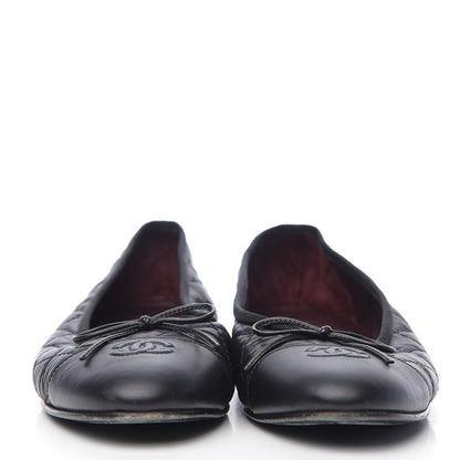 Chanel Aged Calfskin Quilted Cap Toe Ballerina Flats 41 Black 2 of 12