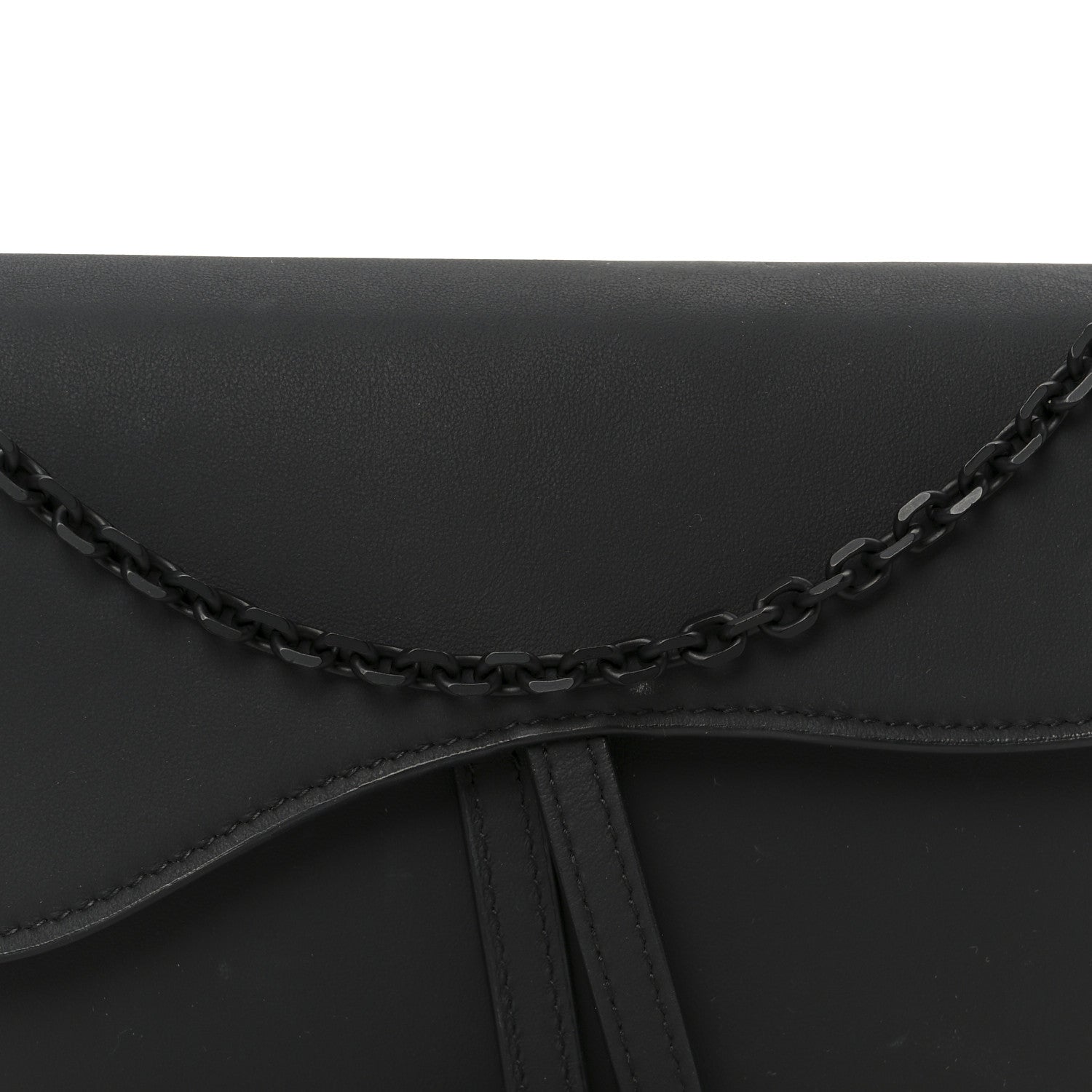 Christian Dior Ultra Matte Calfskin Saddle Chain Wallet Pouch Black 11 of 13