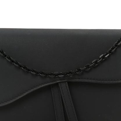 Christian Dior Ultra Matte Calfskin Saddle Chain Wallet Pouch Black 11 of 13