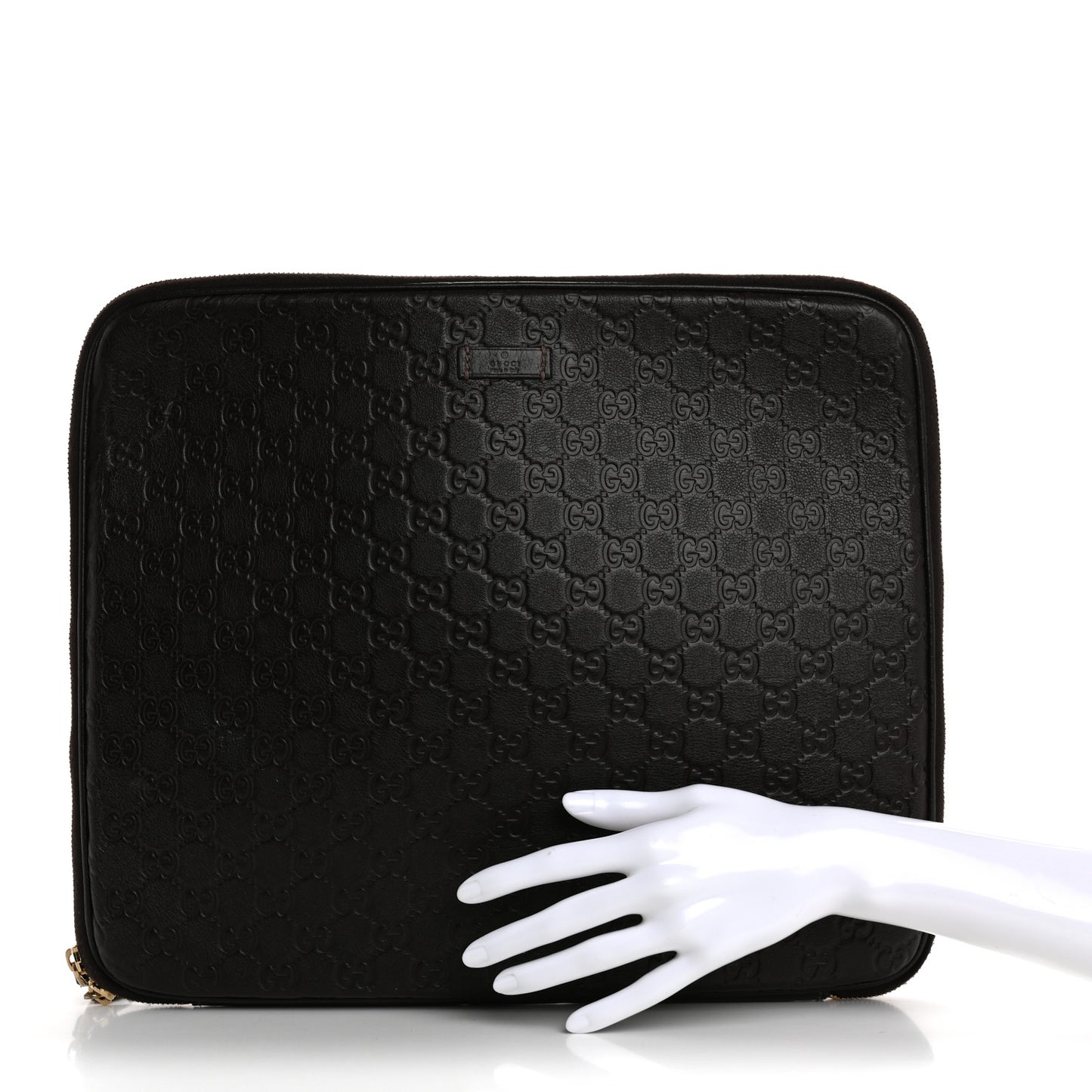 Guccissima Zip Around Laptop Case Dark Brown