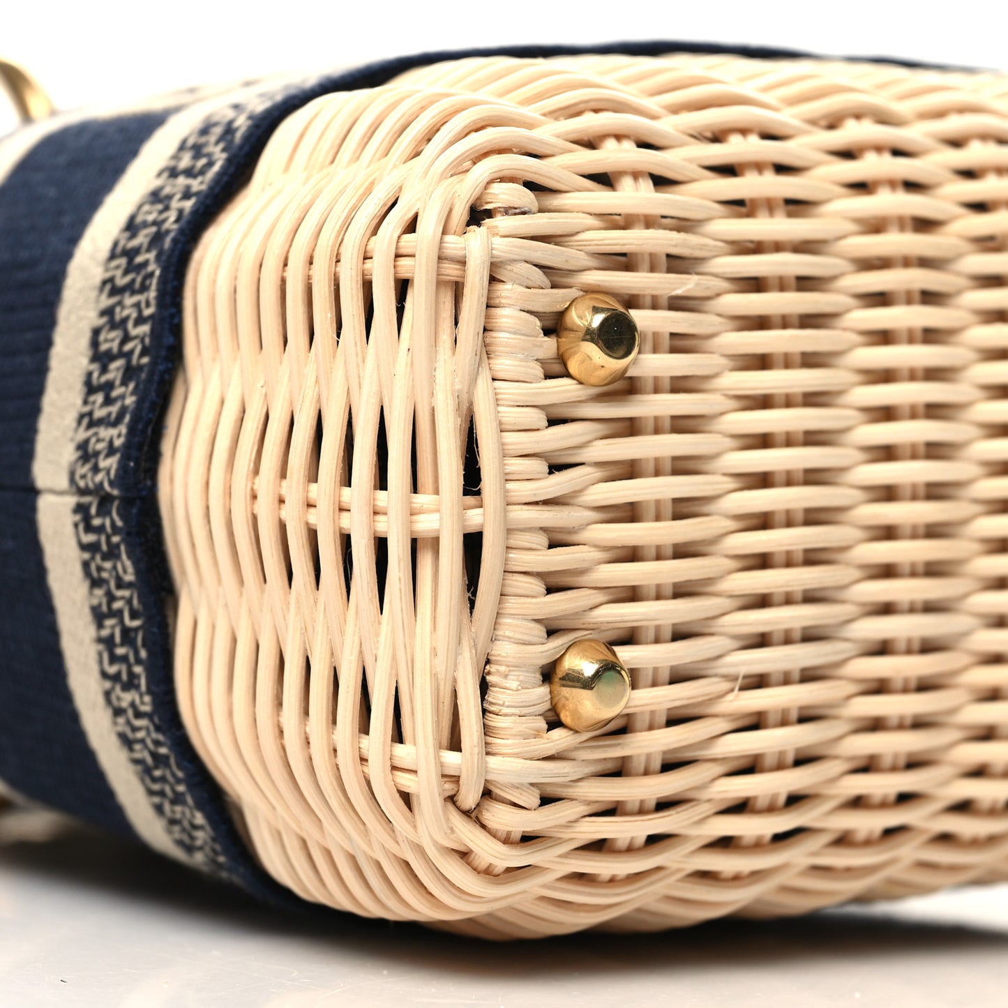 Wicker Oblique Mini Lady Dior Bag Blue