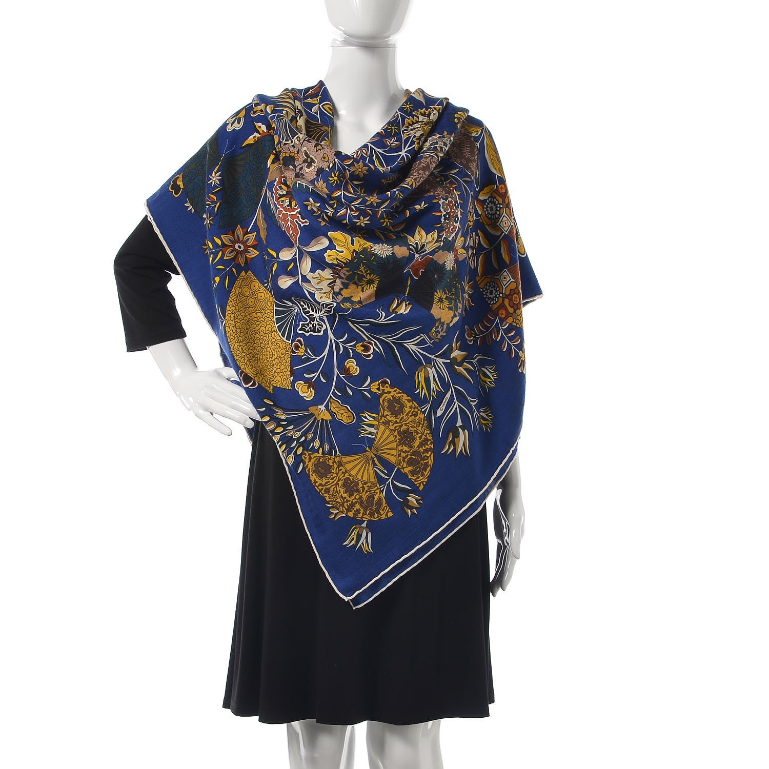 Hermes Cashmere Silk Fleurs et Papillons de Tissus Shawl 140 2 of 6