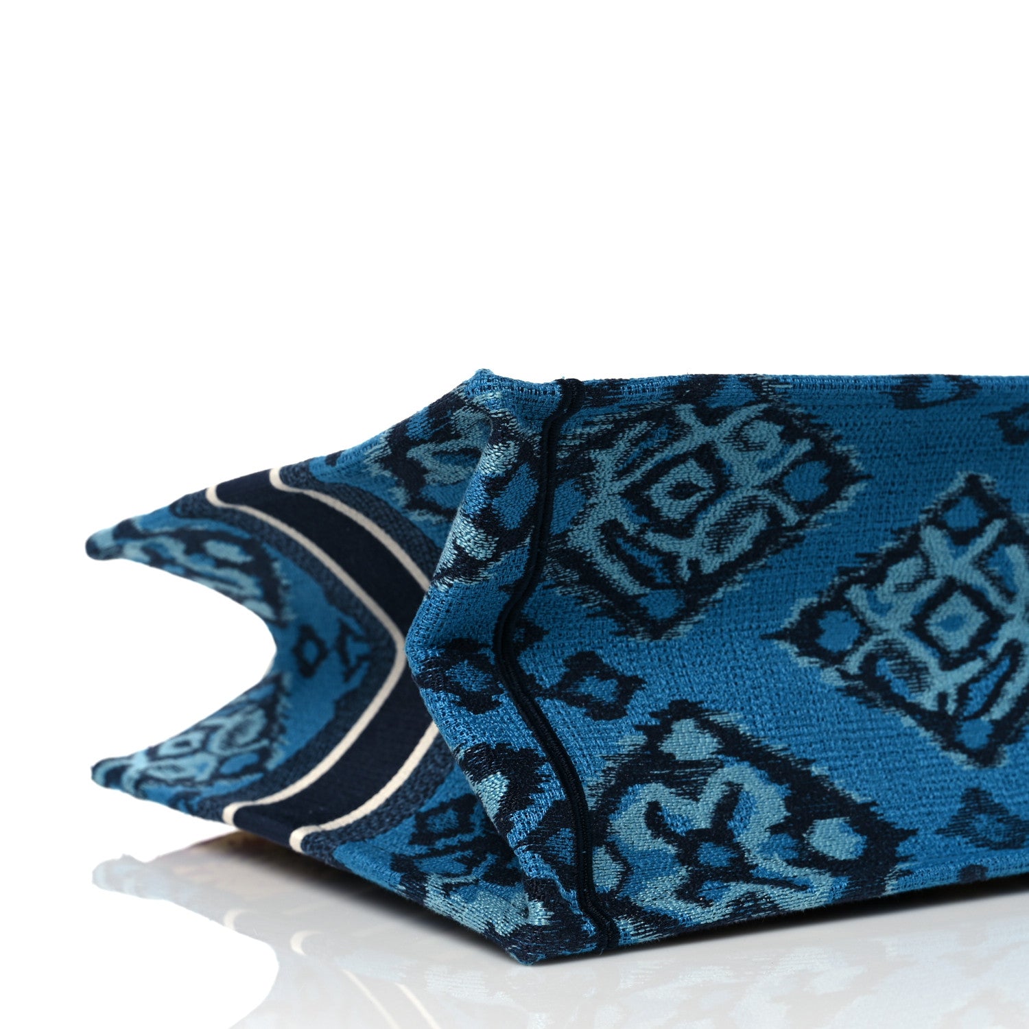 Christian Dior Canvas Embroidered Paisley Medium Book Tote Blue Multicolor 8 of 9