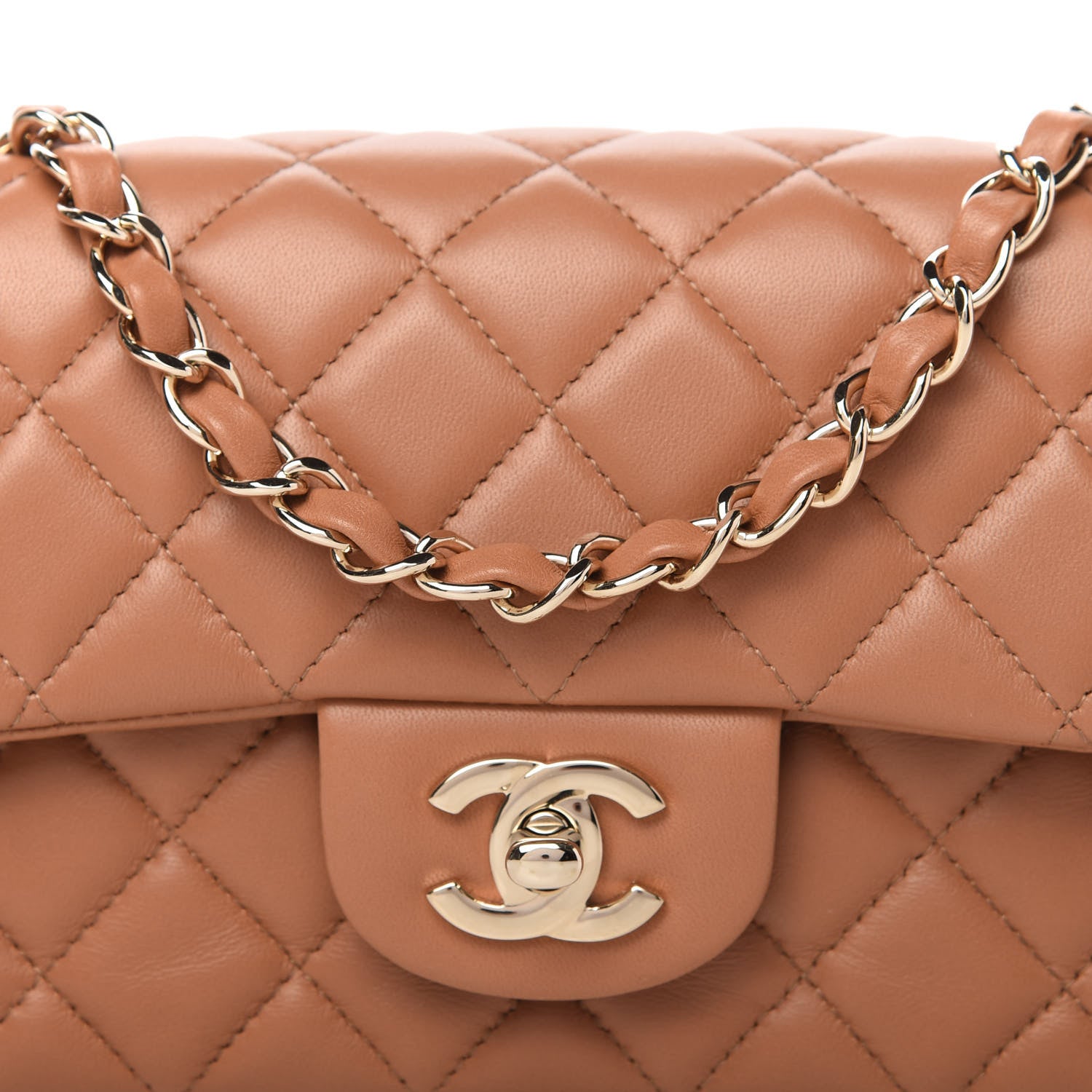 Chanel Lambskin Quilted Mini Rectangular Flap Brown 10 of 10