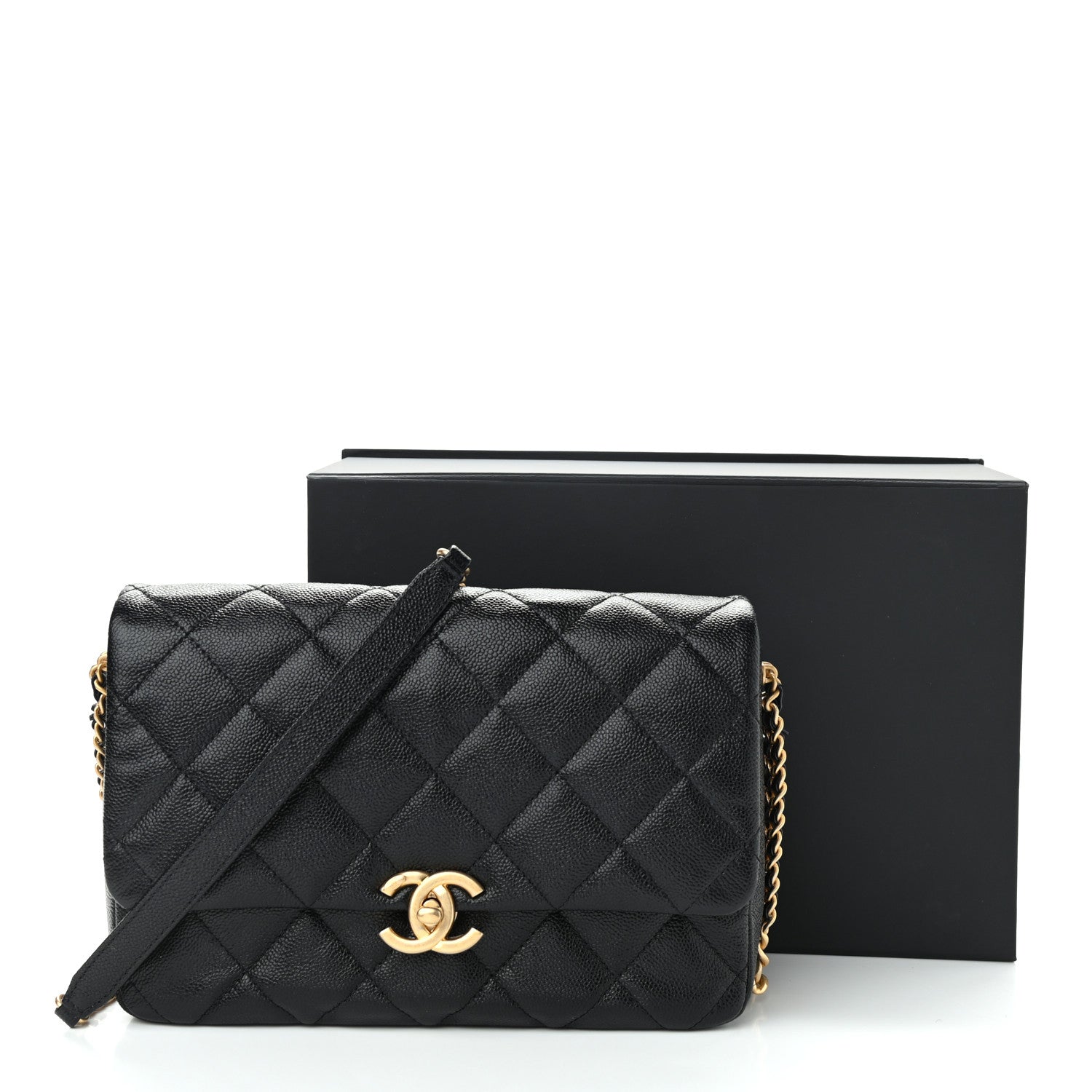 Chanel Shiny Caviar Quilted Large Chain Melody Flap Black 11 of 11