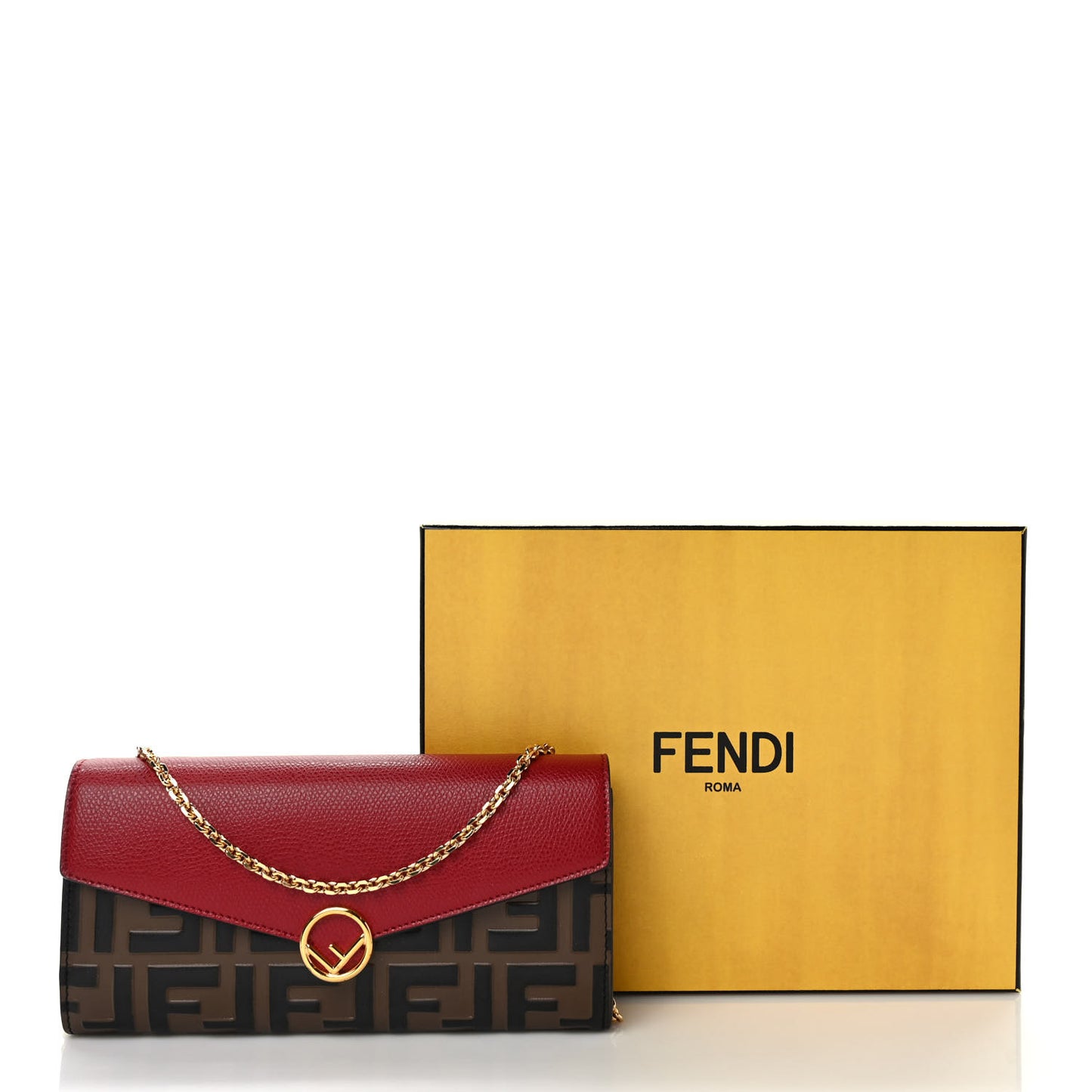 Vitello Cruise F is Fendi Bi-Color FF 1974 Embossed Continental Envelope Wallet On Chain Maya Black Fragola