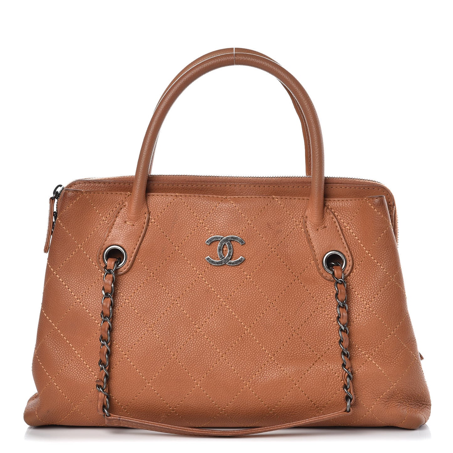 Grained Vegetal Calfskin Small Urban Shopping Tote Camel