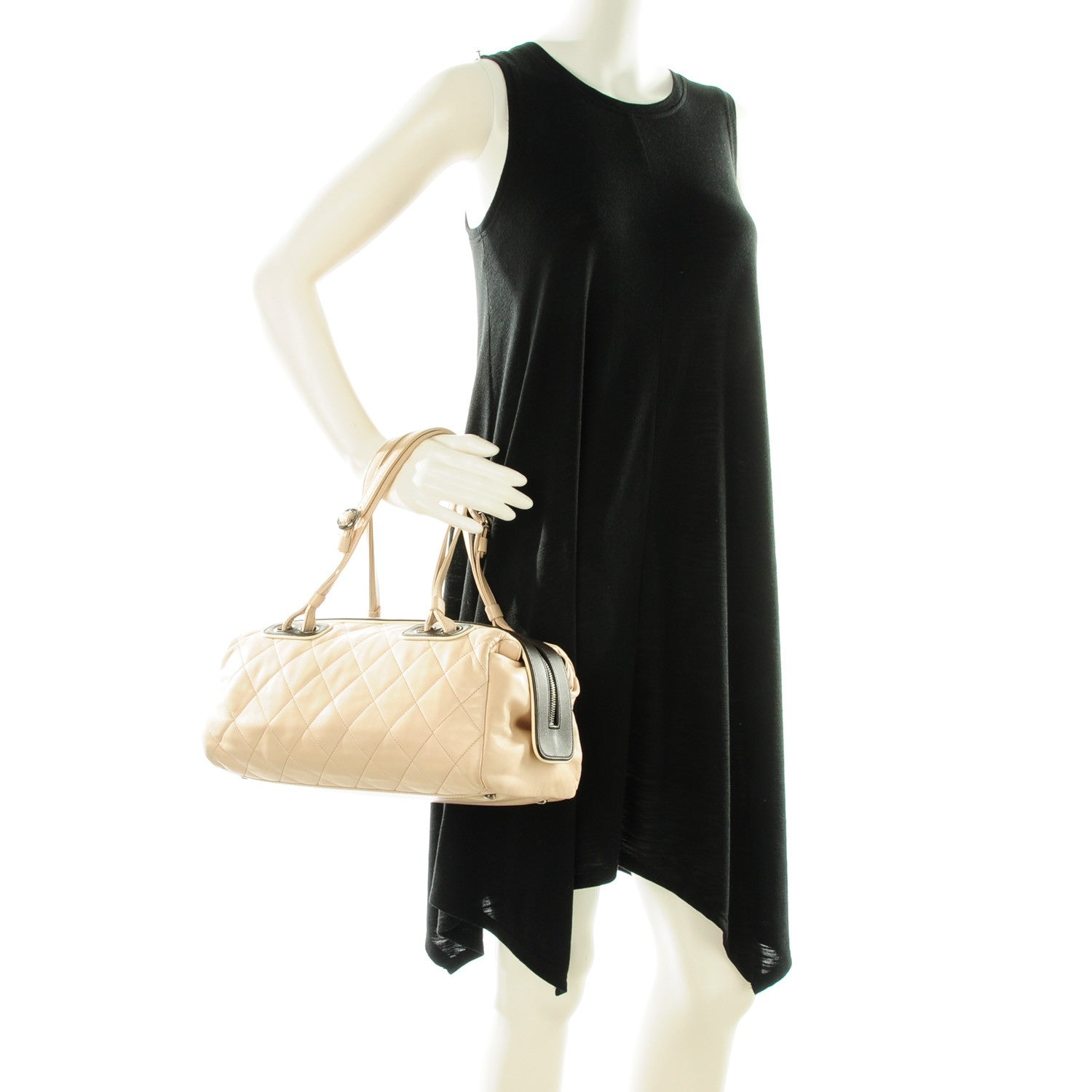Chanel Lambskin Quilted Country Club Bowler Beige 2 of 7