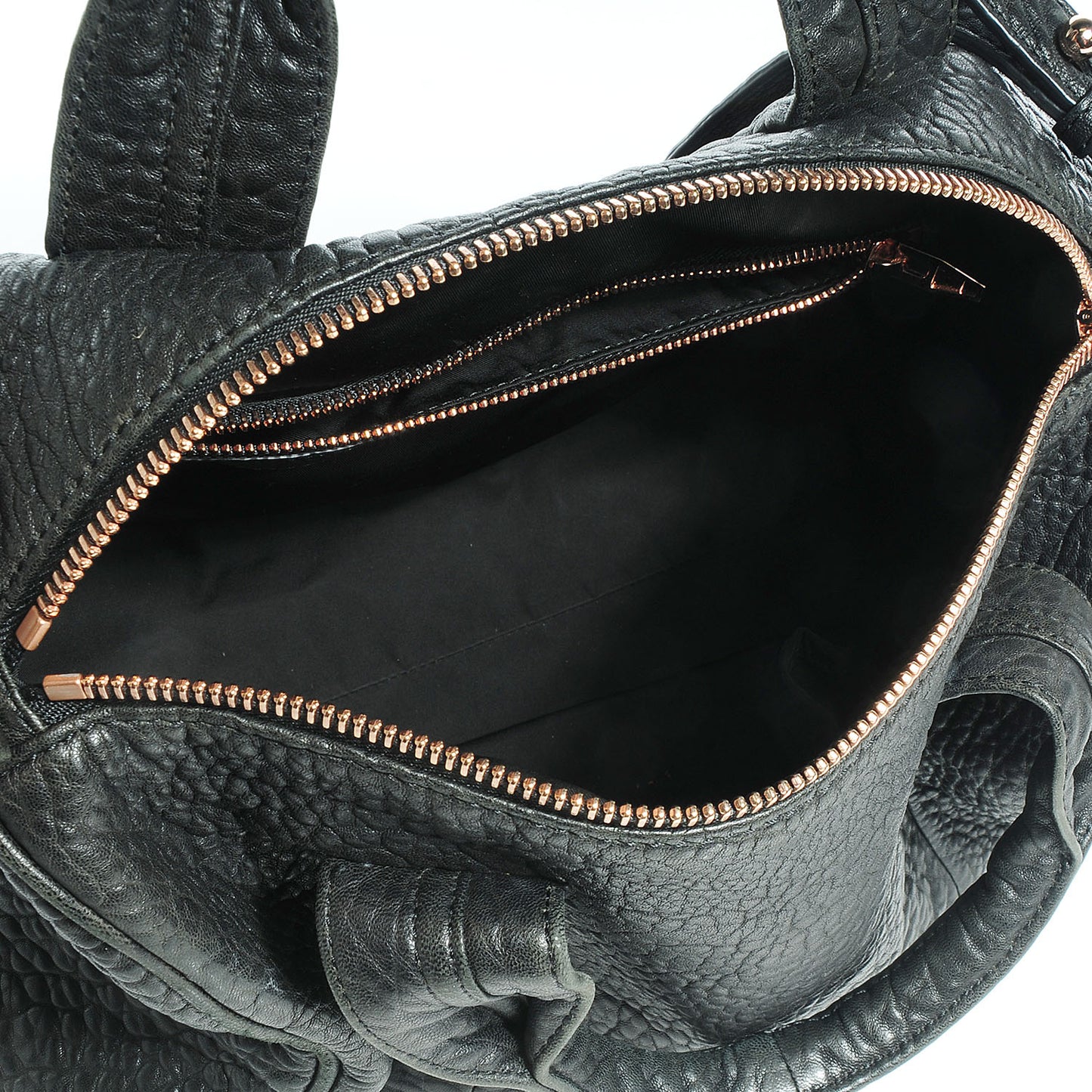 Pebbled Lambskin Rocco Black with Rose Gold Hardware