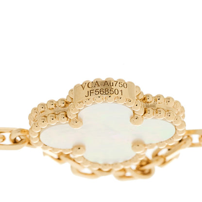 Van Cleef & Arpels 18K Yellow Gold Mother of Pearl Malachite Carnelian Tiger Eye 4 Motifs Lucky Alhambra Bracelet 2 of 4