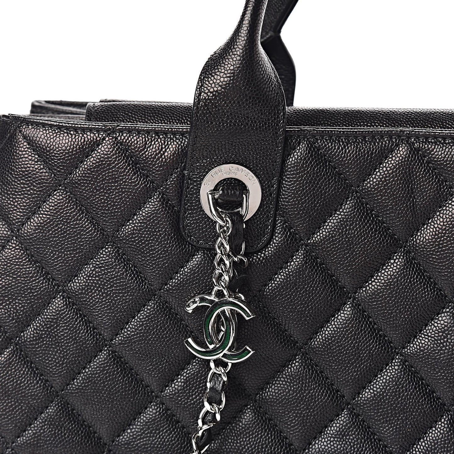 Caviar Quilted Large Urban Companion Top Handle Shopping Tote Black