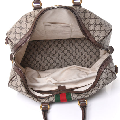 Gucci GG Supreme Monogram Textured Dollar Calfskin Web Medium Ophidia Carry-On Duffle Bag Beige Ebony New Acero 5 of 16