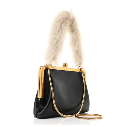 Khaite Crackle Patent Shearling Small Lilith Evening Bag Black 3 of 10