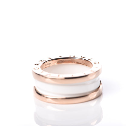 Bulgari 18K Rose Gold White Ceramic B.Zero1 Two-Band Ring 47 4 6 of 6