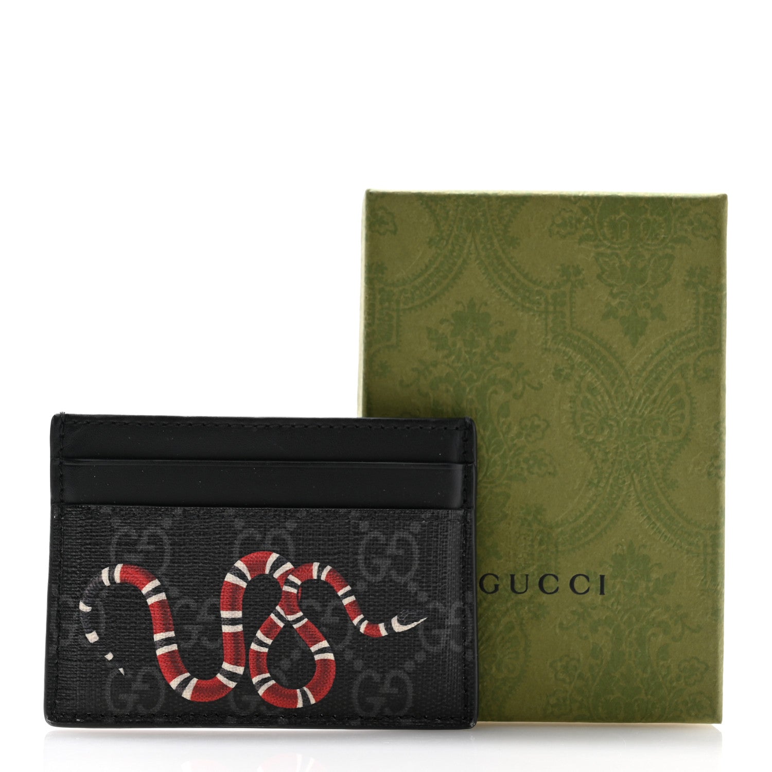 Gucci GG Supreme Monogram Kingsnake Card Holder Black Grey 9 of 9
