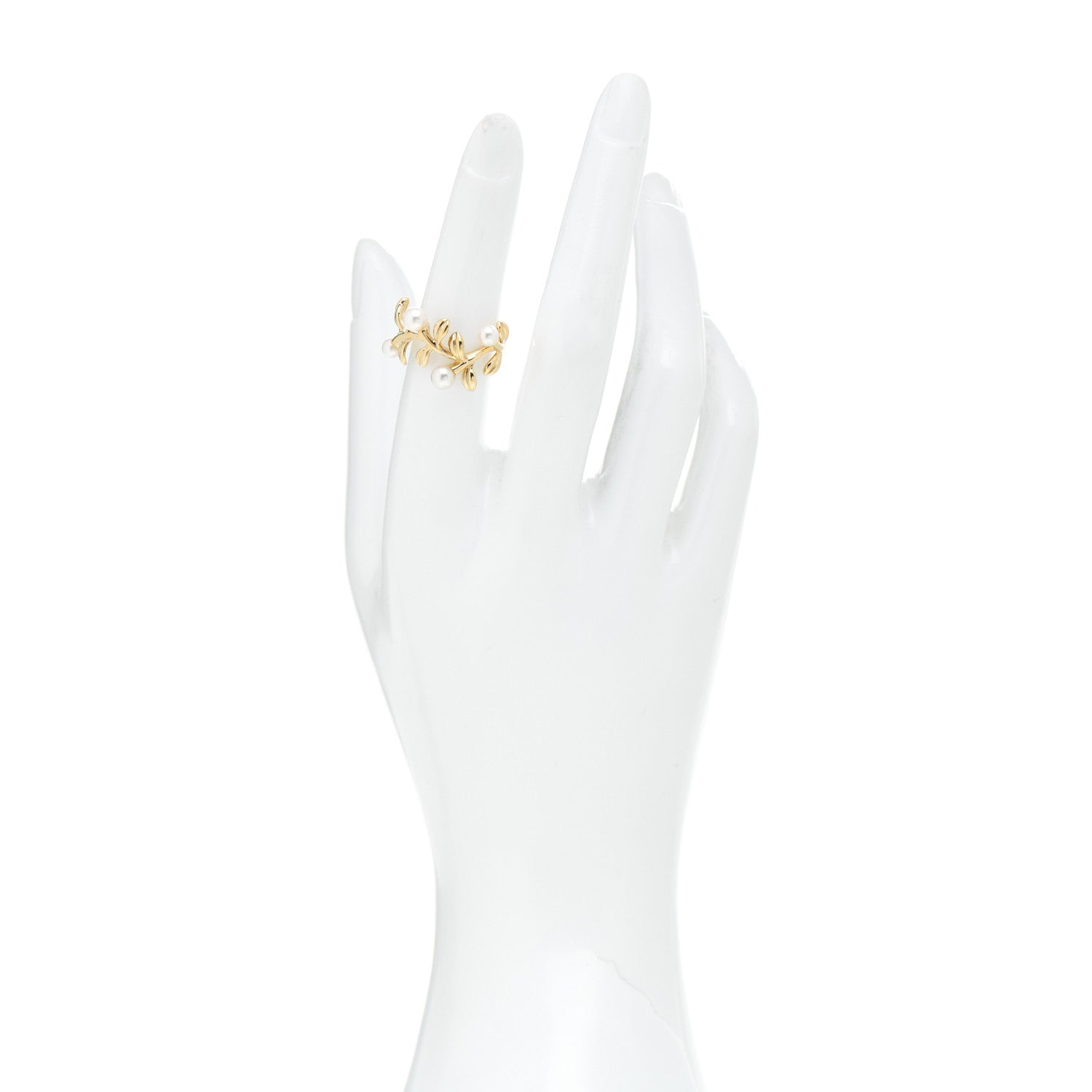 Mikimoto 18K Yellow Gold Akoya Pearl 4.5-5mm Leaf Ring 53 6.25 2 of 4