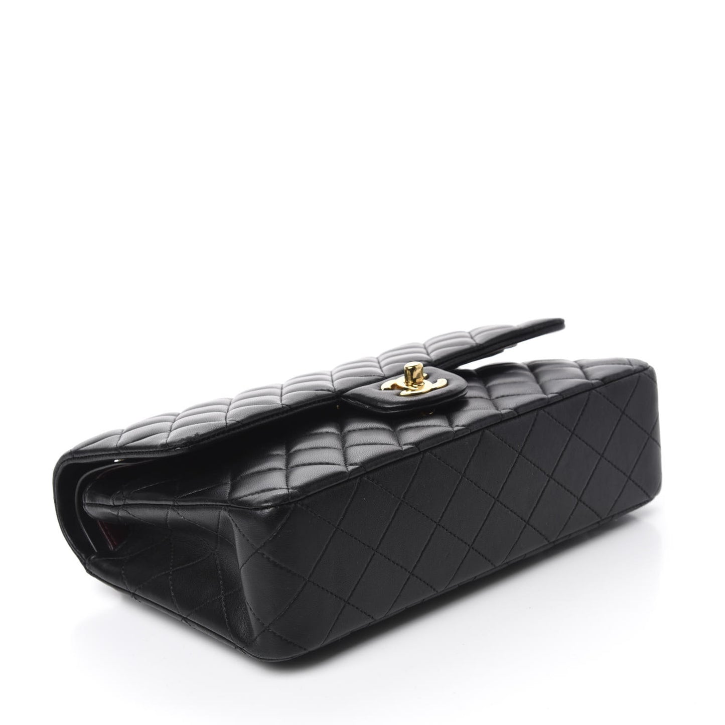 Lambskin Quilted Medium Double Flap Black