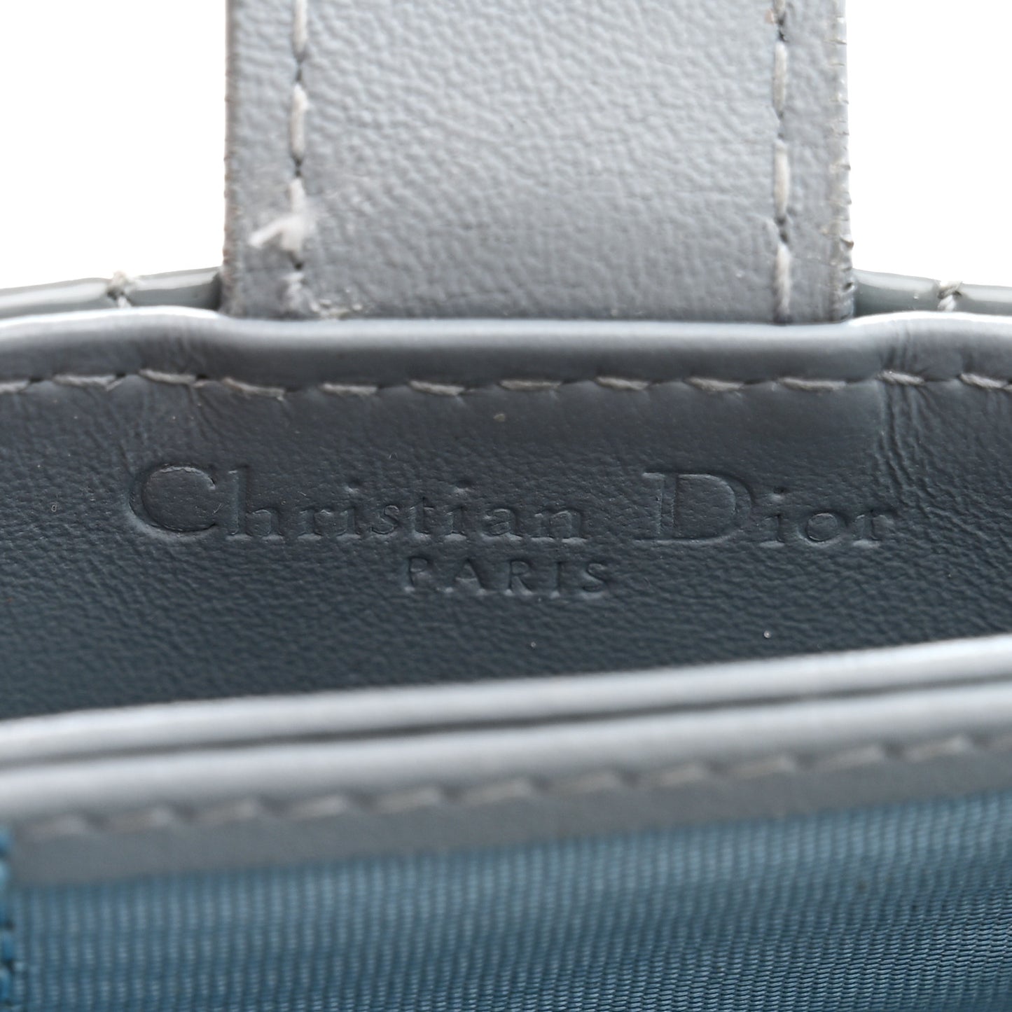 Patent Cannage Lady Dior 5 Gusset Card Holder Cloud Blue