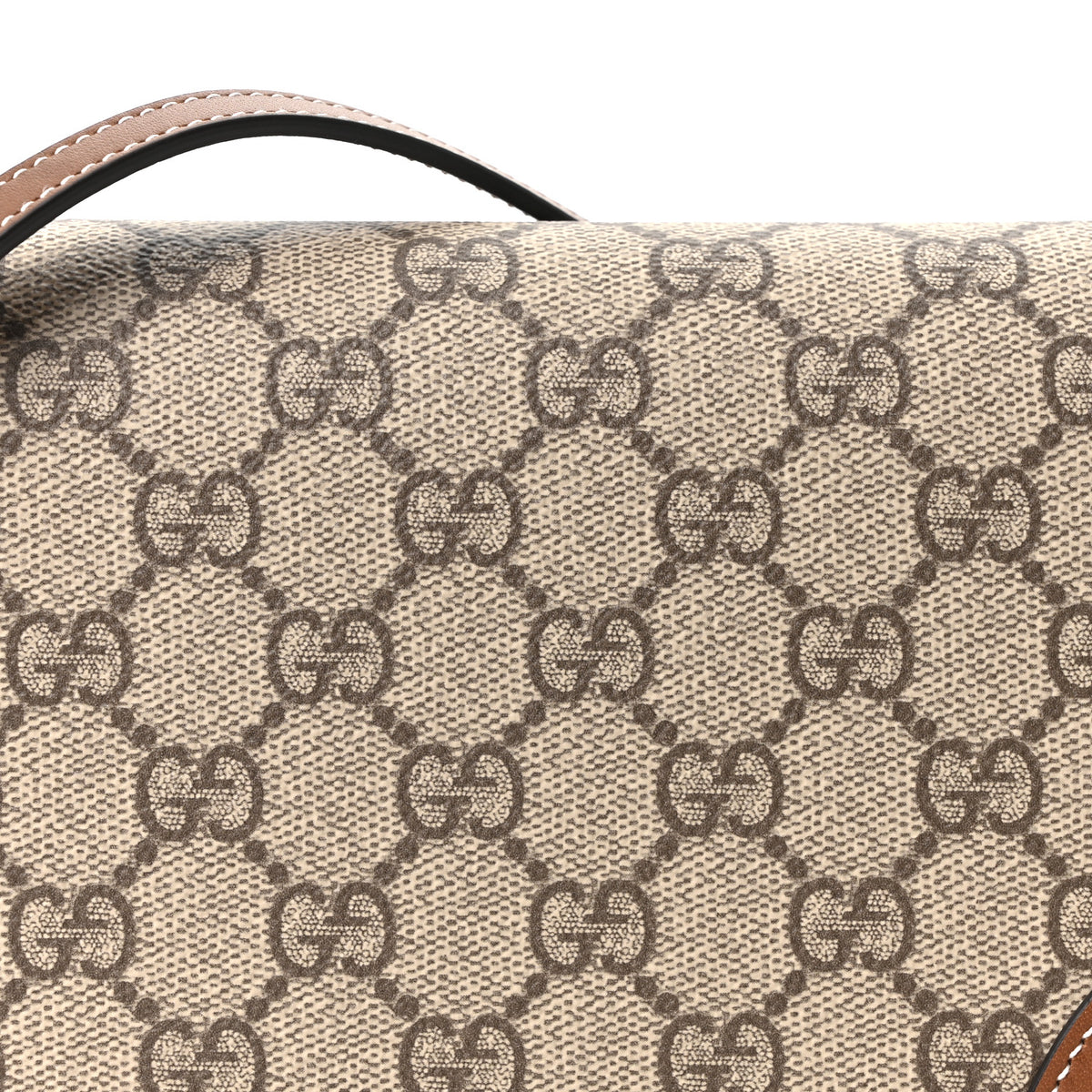 GG Emblem Monogram Wallet With Strap Beige Brown