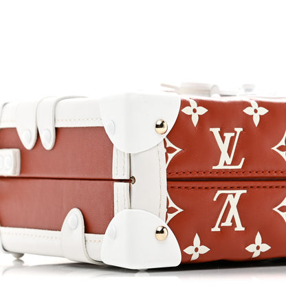Louis Vuitton Lambskin Embossed Monogram Petite Malle Brown White 7 of 9