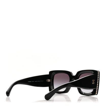 Chanel Acetate Pearl Rectangle Sunglasses 5480-H Black 4 of 8
