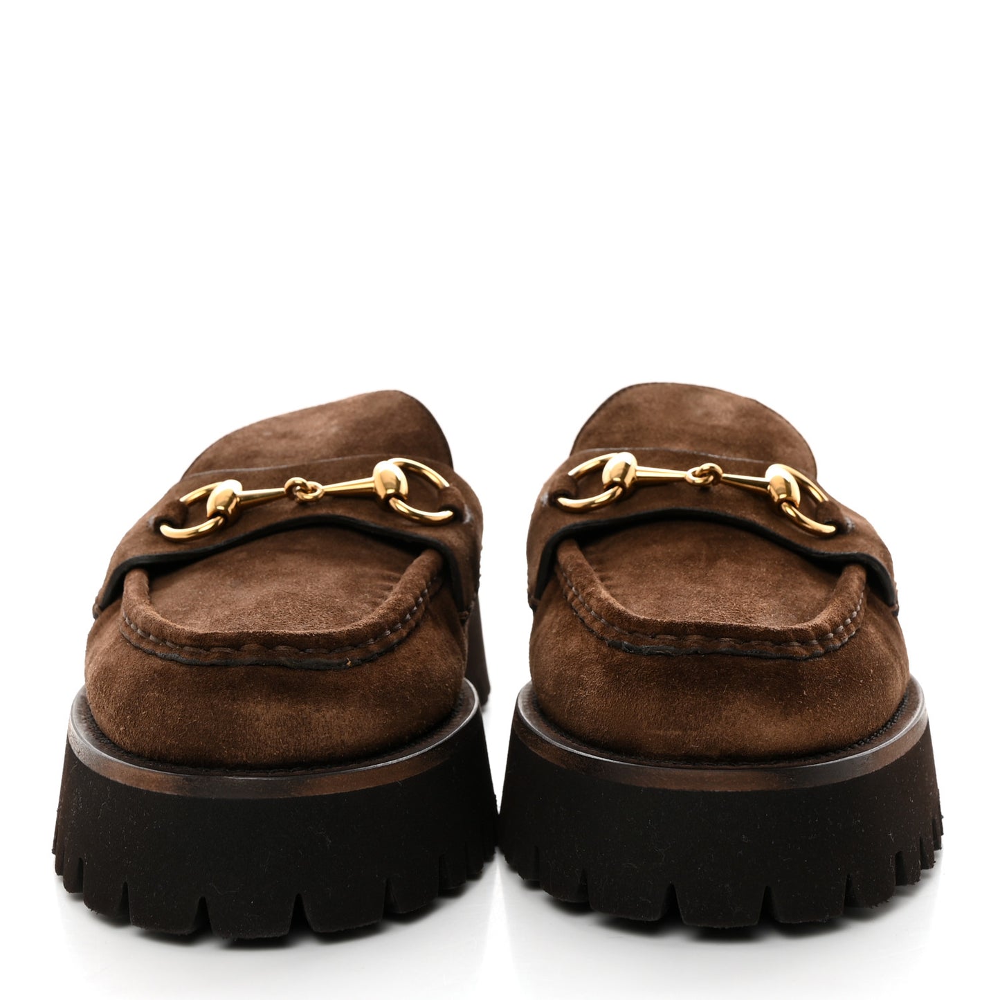 Suede Horsebit Platform Mules 38.5 Washed Brown
