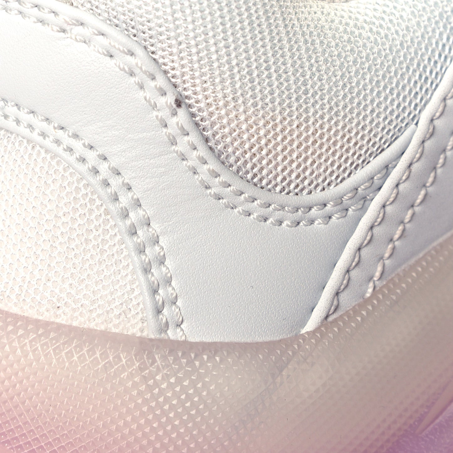Fabric Mesh Clear Sole Womens Triple S Sneakers 41 White Pink