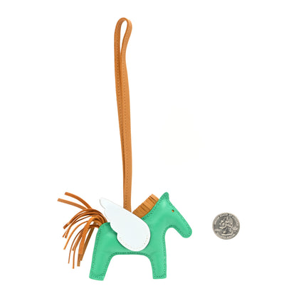 Hermes Milo Lambskin Grigri Rodeo Pegase Horse Bag Charm PM Menthe Sesame Bleu Brume 2 of 5