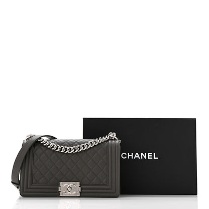 Chanel Caviar Quilted Medium Boy Flap Grey 11 of 11