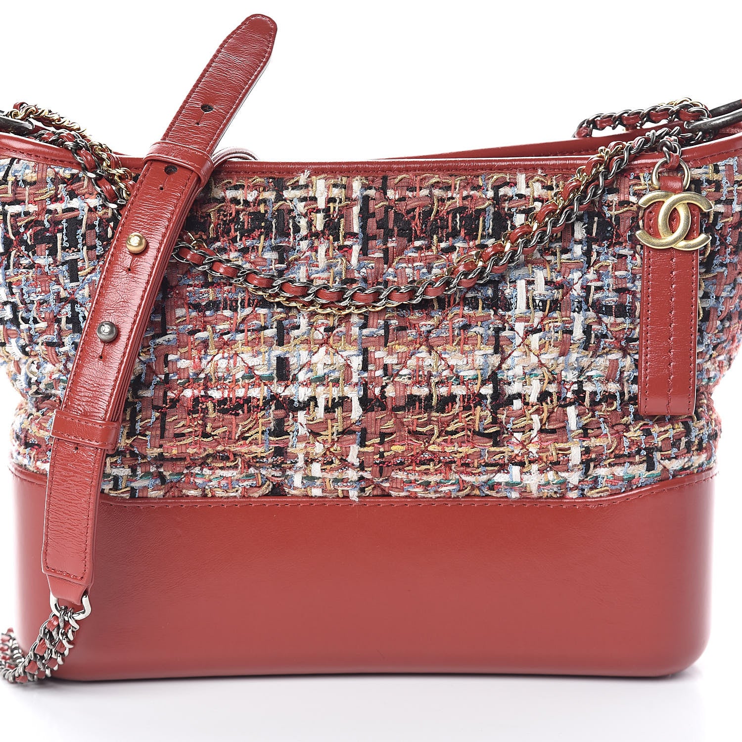 Chanel Tweed Calfskin Medium Gabrielle Hobo Red 8 of 10