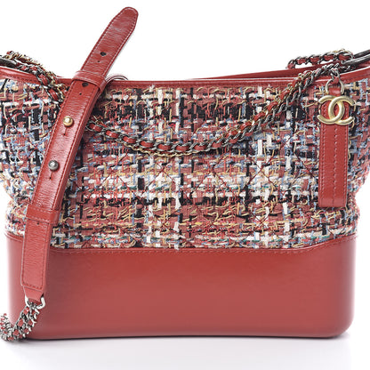 Chanel Tweed Calfskin Medium Gabrielle Hobo Red 8 of 10