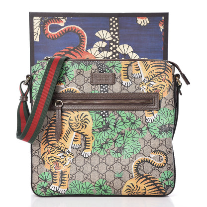 Gucci GG Supreme Monogram Bengal Web Medium Flat Messenger Beige Yard 13 of 13