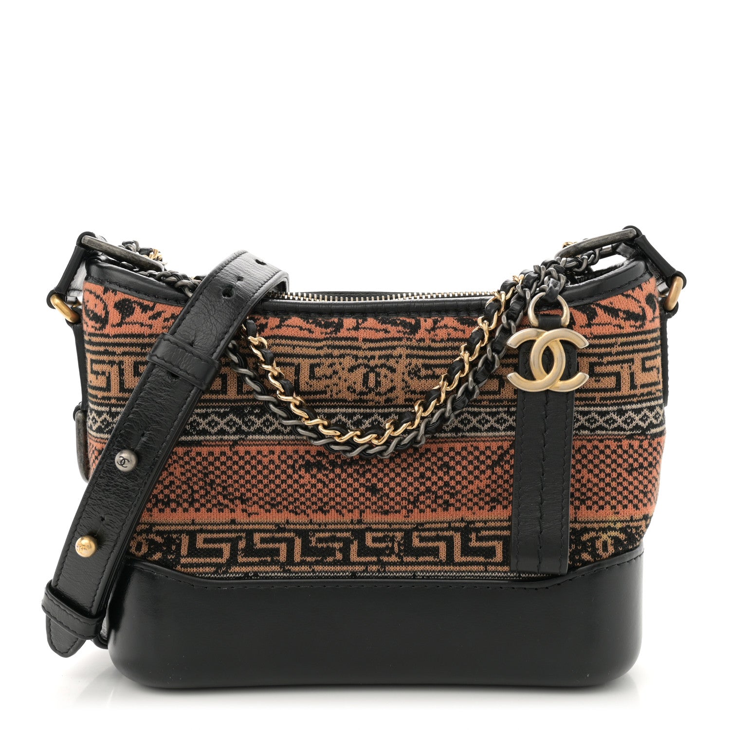 Chanel Knit Calfskin Small Gabrielle Hobo Black Multicolor 1 of 11