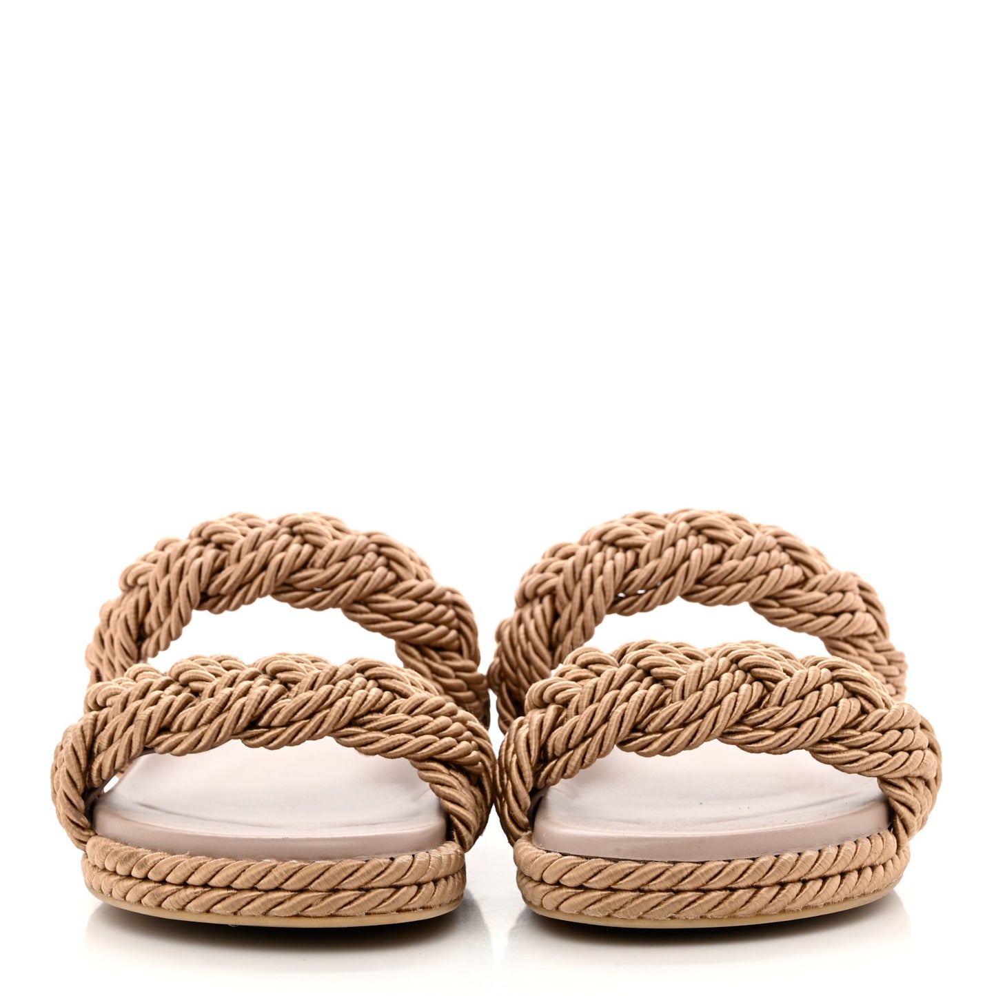 Calfskin Silk Woven Rockstud Torchon 5mm Sandals 39 Poudre