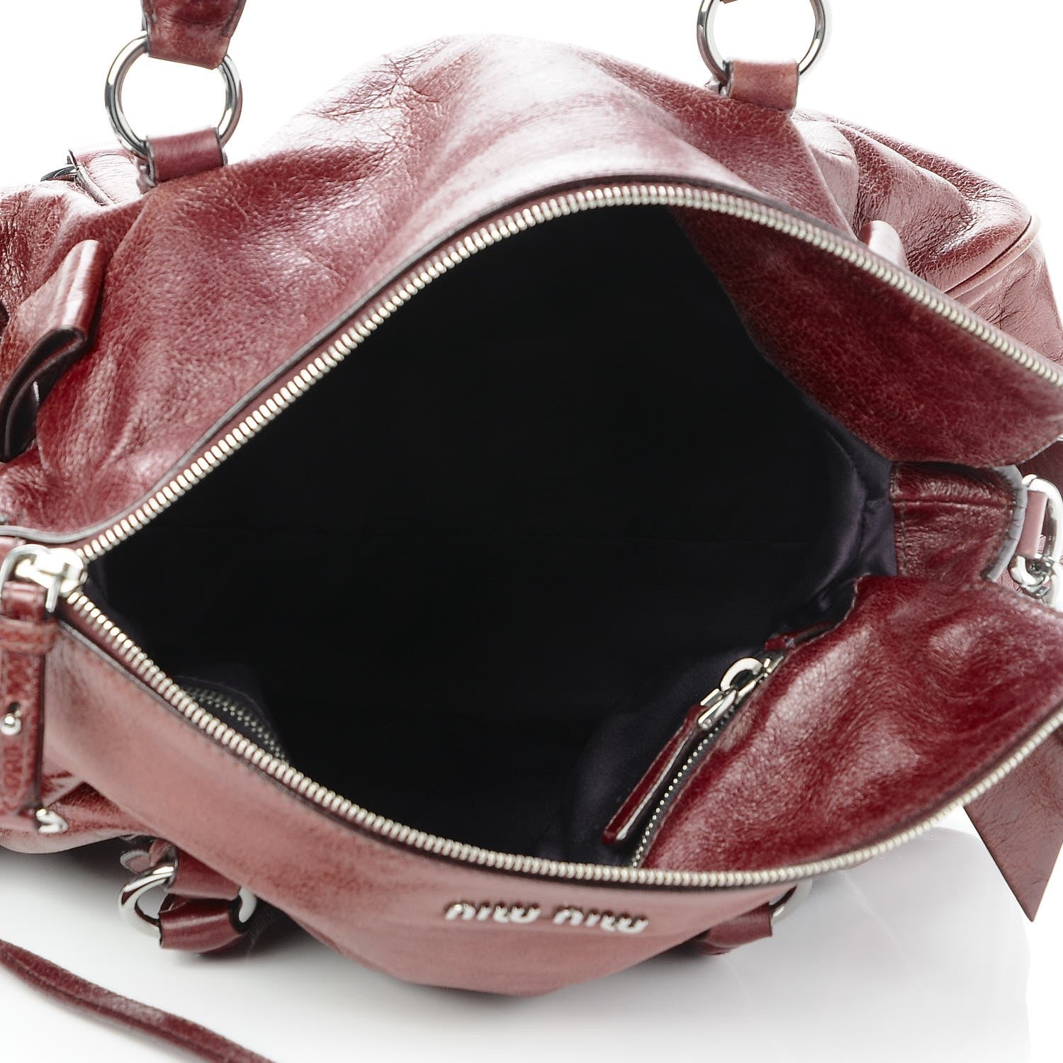 Miu Miu Vitello Lux Medium Bow Bag Amarena 6 of 11