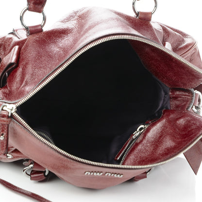 Miu Miu Vitello Lux Medium Bow Bag Amarena 6 of 11