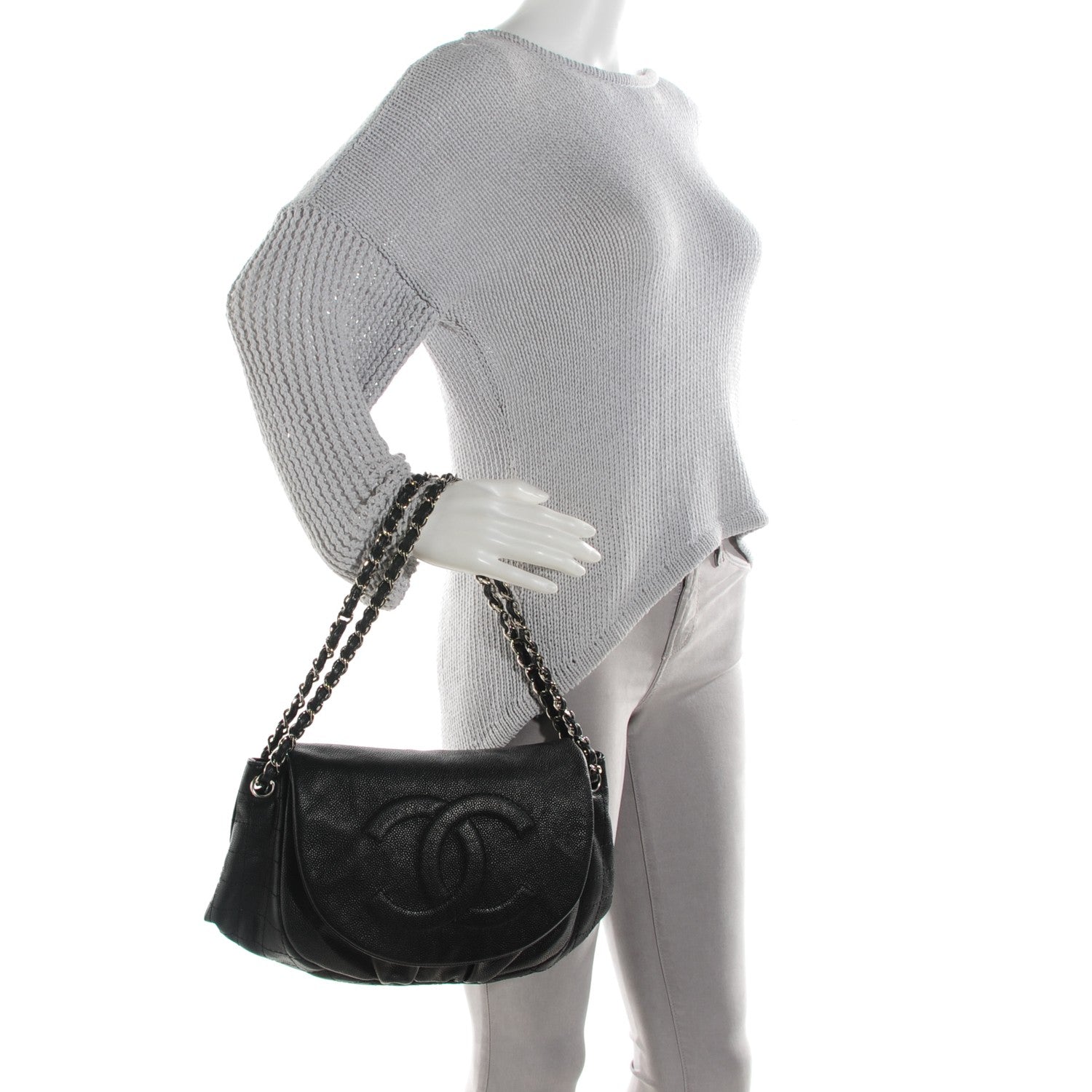 Chanel Caviar Half Moon Wallet On Chain WOC Black 2 of 7