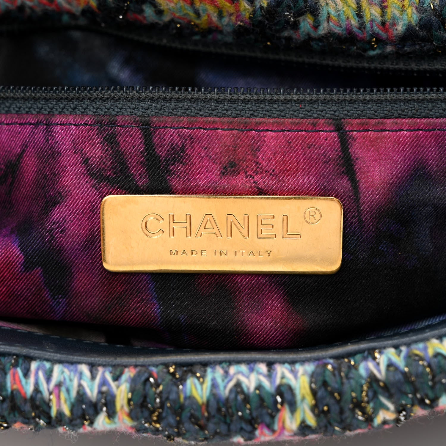 Chanel Tweed Quilted Medium Chanel 19 Flap Dark Multicolor 6 of 12