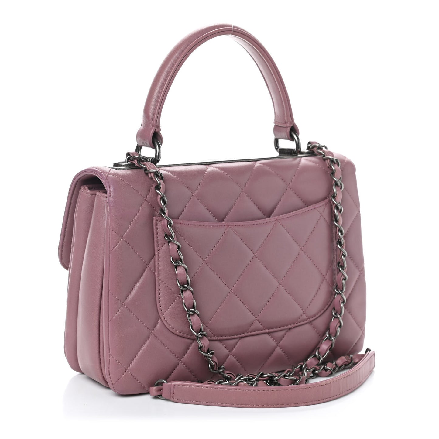 Lambskin Quilted Small Trendy CC Flap Dual Handle Bag Light Purple