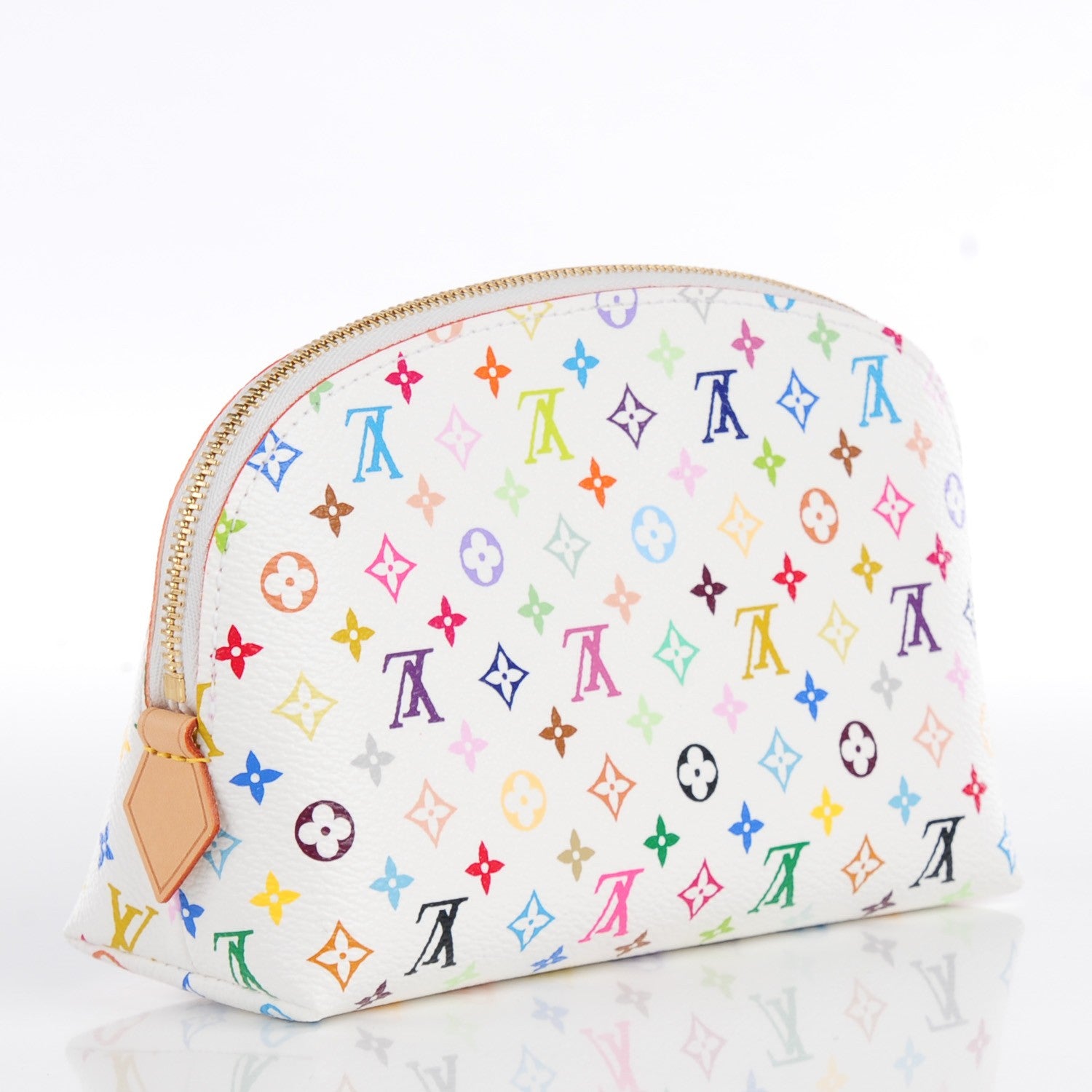 Louis Vuitton Monogram Multicolor Cosmetic Pouch White Litchi 3 of 8