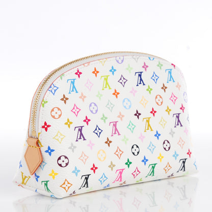 Louis Vuitton Monogram Multicolor Cosmetic Pouch White Litchi 3 of 8