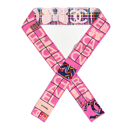 Chanel Silk Twill CC Logo Slim Bandeau Pink Multicolor 1 of 3