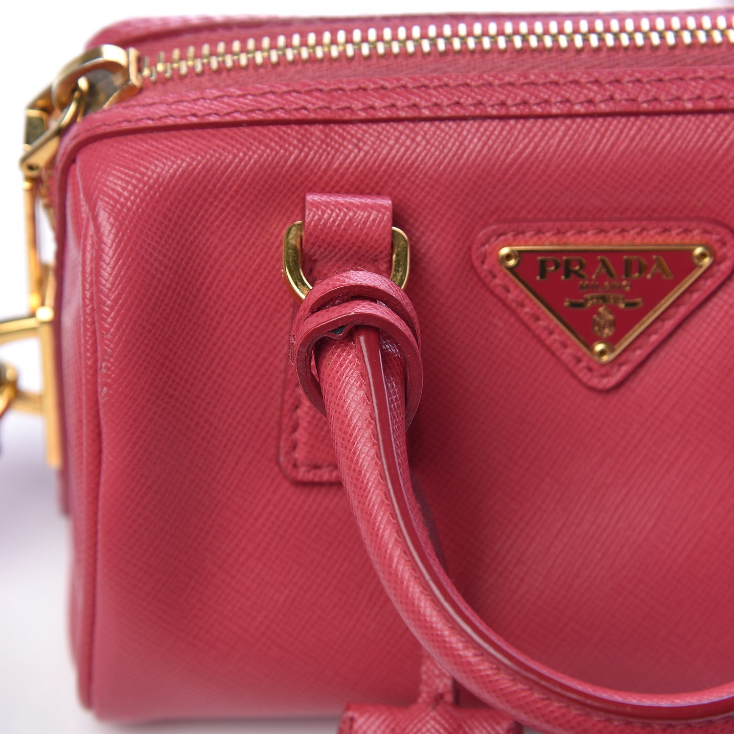 Prada Saffiano Lux Mini Top Handle Crossbody Bag Peonia 10 of 15