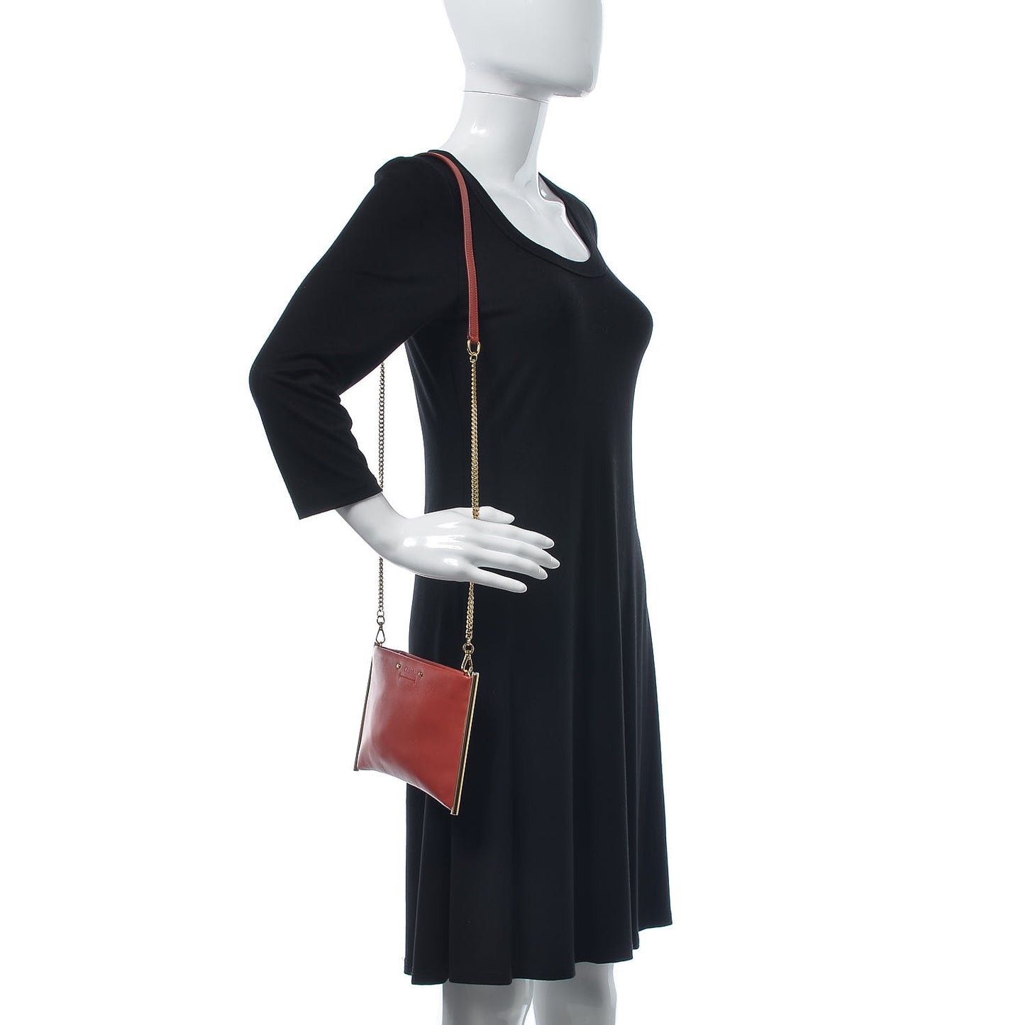 Calfskin Mini Roy Chain Pouch Earthy Red