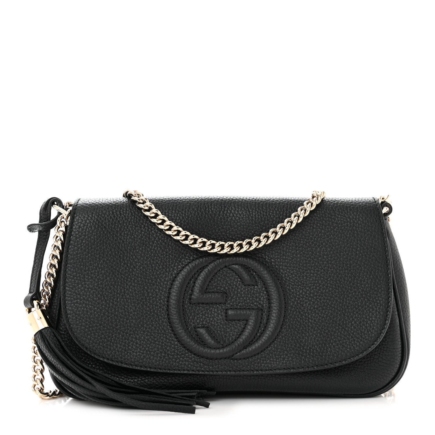 Gucci Pebbled Calfskin Medium Soho Flap Crossbody Black 1 of 10