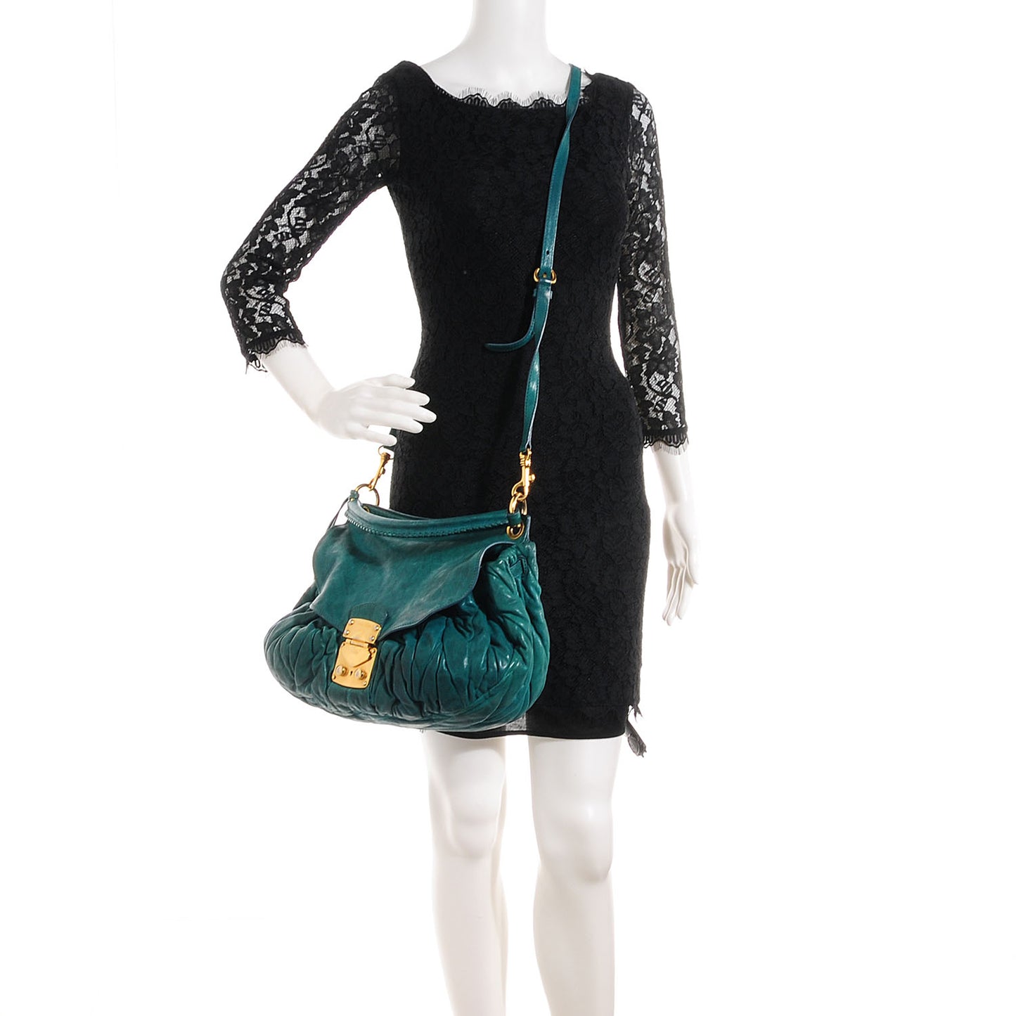 Nappa Matelasse Flap Bag Teal