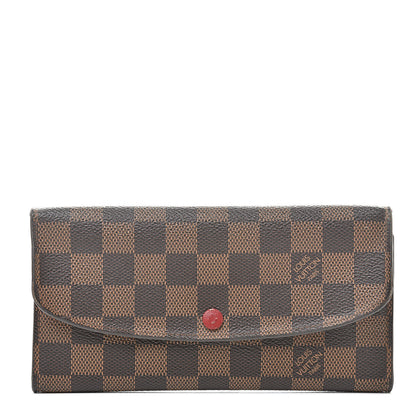 Louis Vuitton Damier Ebene Emilie Wallet Red 1 of 12