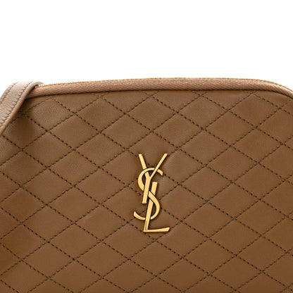 Saint Laurent Lambskin Quilted Gaby Zipped Pouch Dark Cork 8 of 14