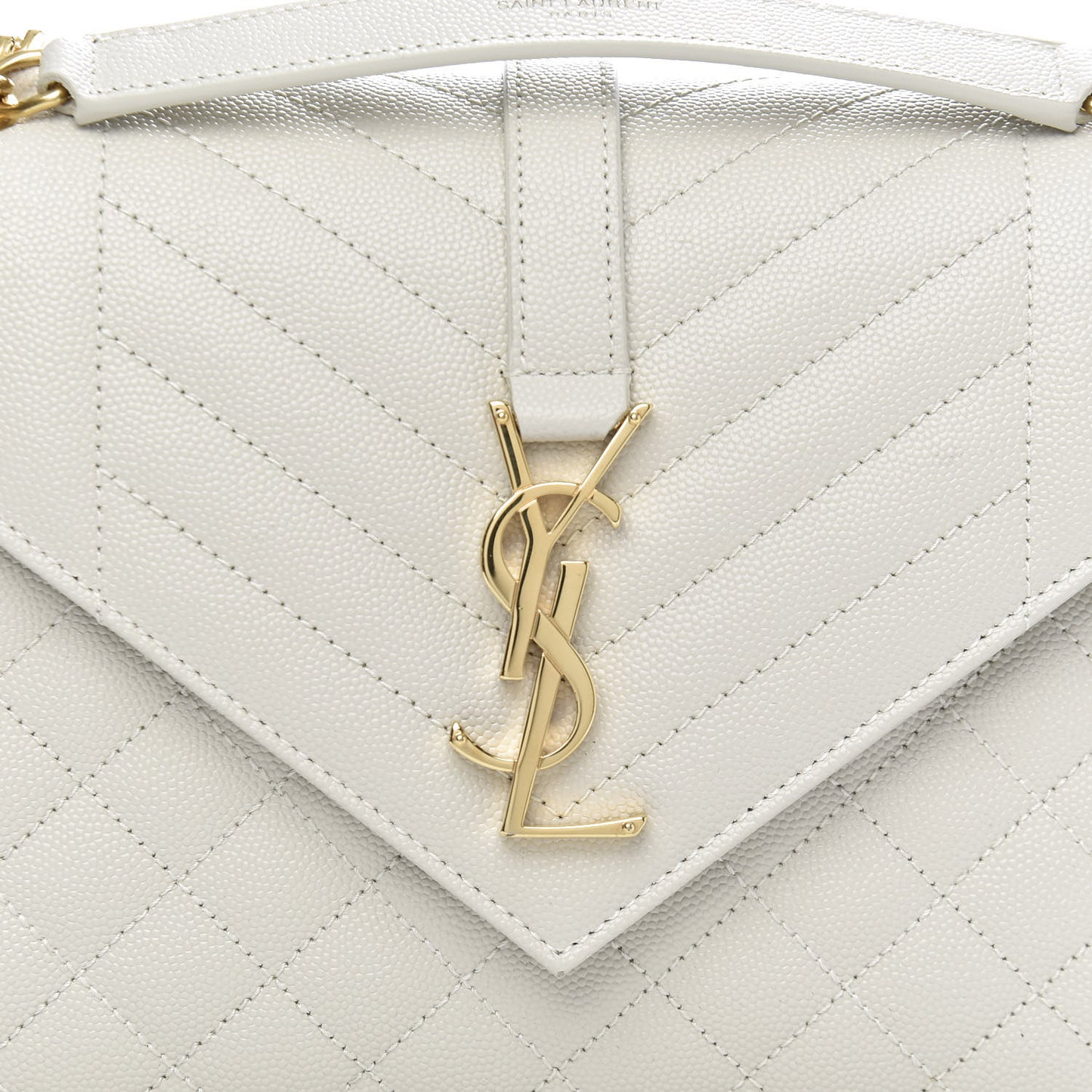 Grain De Poudre Textured Mixed Matelasse Medium Triquilt Monogram Satchel Crema Soft